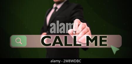 Text caption presenting Call Me. Word Written on Asking for communication by telephone to talk about something Stock Photo