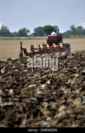 cultivated soil at vintage plough day brampton suffolk england Stock Photo