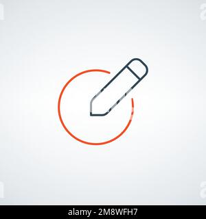Linear Pen in circle button, write icon. Signature pen outline and filled vector sign. Editable stroke. Stock vector illustration isolated on white Stock Vector