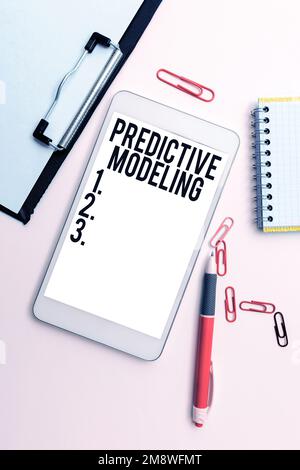Conceptual caption Predictive Modeling. Business concept maintenance strategy driven by predictive analytics Stock Photo