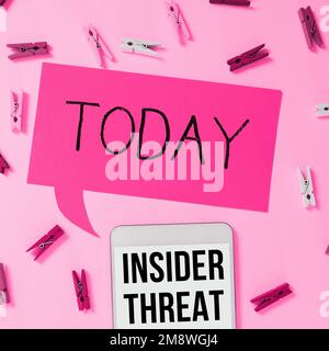 Conceptual display Insider Threat. Concept meaning security threat that originates from within the organization Stock Photo