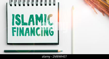Text sign showing Islamic Financing. Conceptual photo Banking activity and investment that complies with sharia Stock Photo