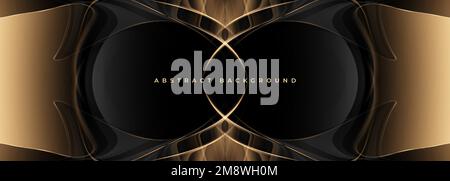 Elegant black and gold wide abstract luxury background with golden ...