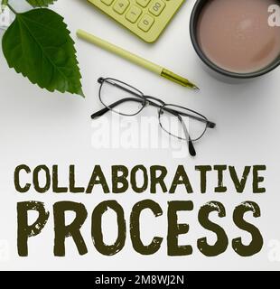 Hand writing sign Collaborative Process, Business approach people and ...
