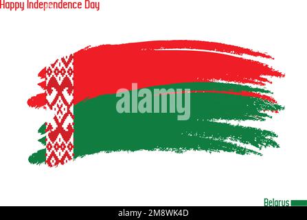 Grunge Brush Stroke Vecctor Design on Painted Of Belarus Flag Stock Vector