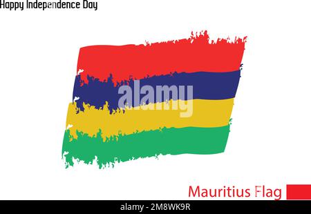 Mauritius National Flag Artistic Grunge Brush Stroke Stock Vector