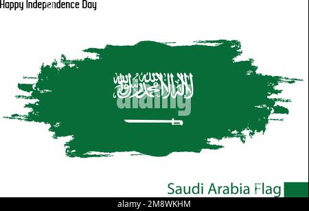 Grunge Brush Stroke Vecctor Design on Painted Of Saudi Arabia Flag Stock Vector