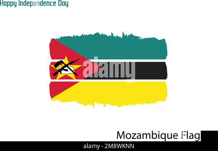 Mozambique National Flag Artistic Grunge Brush Stroke Concept Vector Design Stock Vector