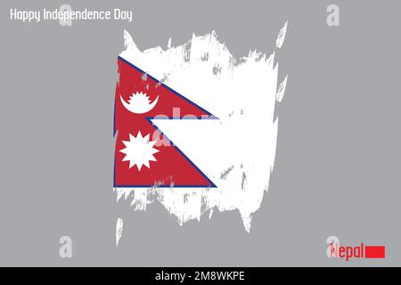 Grunge Brush Stroke Vecctor Design on Painted Of Nepal Flag Stock Vector