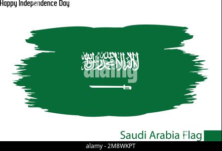 Grunge Brush Stroke Vecctor Design on Painted Of Saudi Arabia Flag Stock Vector