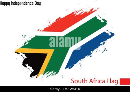 South Africa National Flag Artistic Grunge Brush Stroke Stock Vector