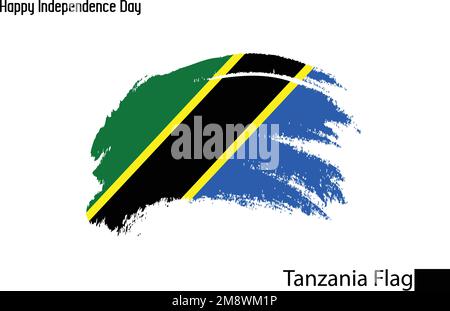 Tanzania National Flag Artistic Grunge Brush Stroke Concept Vector ...