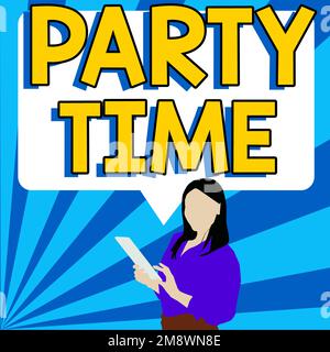 Writing displaying text Party Time. Concept meaning the right moment to celebrate and have fun in social event Stock Photo