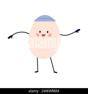 Egg character for easter or eggs day. Cute cartoon funny person. Vector isolated illustration Stock Vector