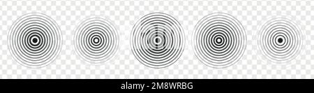 Sonar sound wave. Signal concentric circle. vibrations radial signal. Vector isolated illustration Stock Vector