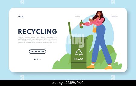 Woman with trash. Person take out garbage. Recycle concept. Flat vector illustration Stock Vector