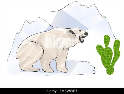climate change concept vector illustration with bear Stock Vector