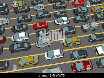 cars vector llustration. abstract road vector illustration Stock Vector