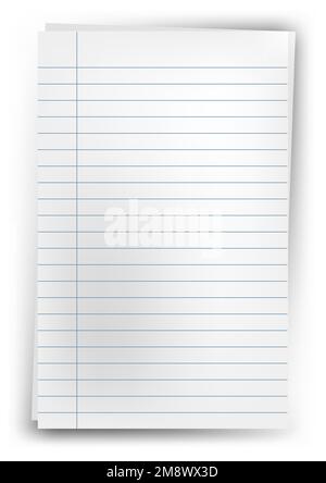 lined note paper torn from a note pad isolated against a white background Stock Vector