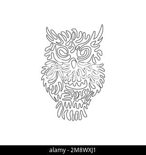 Continuous one line drawing birds of prey abstract art. Single line editable stroke vector illustration of owls roost alone for logo Stock Vector