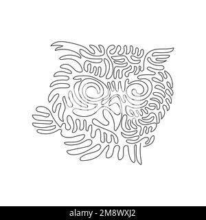 Continuous curve one line drawing of adorable owl abstract art. Single line editable stroke vector illustration of big owl eyes for logo Stock Vector