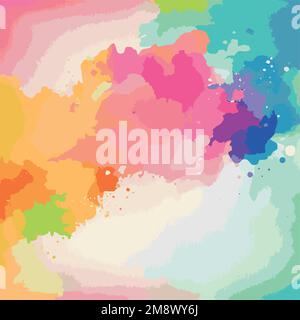 Realistic multicolored watercolor texture on a white background - Vector illustration Stock Vector