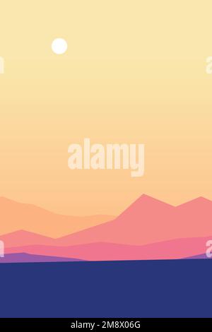 a calm colorful mountains landscape layer design Stock Vector