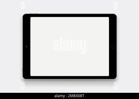 a realistic lying tablet on white backdrop Stock Vector