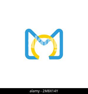 letter mo colorful linked line logo vector Stock Vector