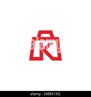 letter k shopping bag red geometric logo vector Stock Vector