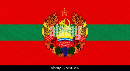 Flag of Pridnestrovian Moldavian Republic on a textured background. Concept collage. Stock Photo