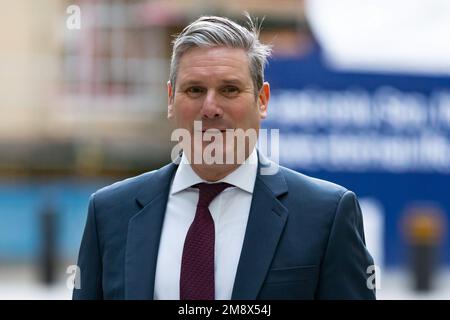 London, UK. 15th Jan, 2023. Keir Starmer arrives at BBC Broadcasting House to appear on 'Sunday Morning with Laura Kuenssberg' in London. Credit: SOPA Images Limited/Alamy Live News Stock Photo