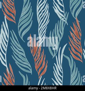 Seamless pattern with abstract sea weed leaves. Vector background for design and fabric Stock Vector
