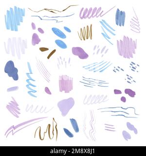 Set of strokes with felt pens and markers. Big collection of vector elements. Stock Vector