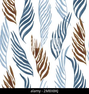 Seamless pattern with abstract sea weed leaves. Vector background for design and fabric Stock Vector