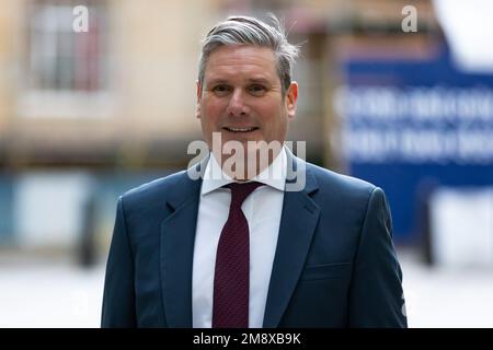 London, UK. 15th Jan, 2023. Keir Starmer arrives at BBC Broadcasting House to appear on 'Sunday Morning with Laura Kuenssberg' in London. (Photo by Tejas Sandhu/SOPA Images/Sipa USA) Credit: Sipa USA/Alamy Live News Stock Photo