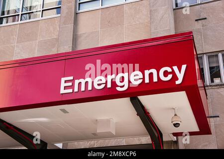 Emergency Room sign on a hospital. Stock Photo