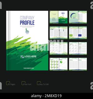 16 pages vector stylish company profile design Stock Vector