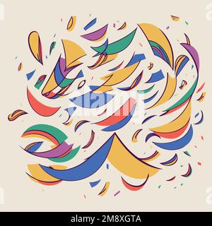 Flat and minimalist background representing confetti thrown into the air in festivity such as carnival Stock Vector