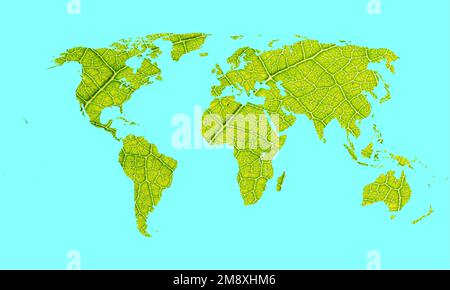 World Map in green color with blue ocean background. Vector Illustration Stock Vector