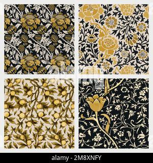 Vintage  floral ornament seamless pattern background vector set Stock Vector