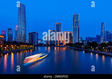 Haihe river in tianjin world financial center Stock Photo