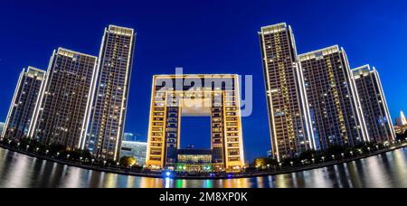 Haihe river in tianjin world financial center Stock Photo