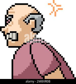 pixel art of old man angry Stock Vector