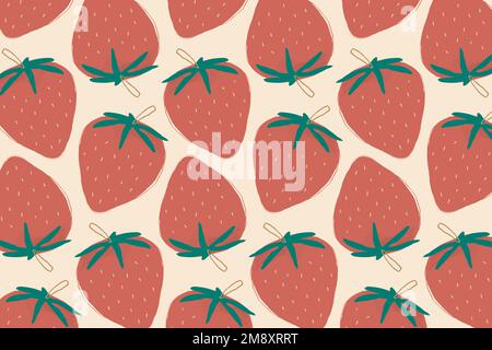 Seamless strawberry pattern pastel background Stock Vector