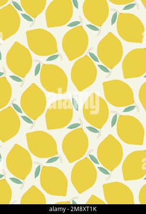 Vector seamless lemon pattern pastel background Stock Vector