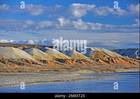 Franklin Bluffs, east side Sagavanirktok River, North Slope, Arctic Alaska, Alaska, USA Stock Photo