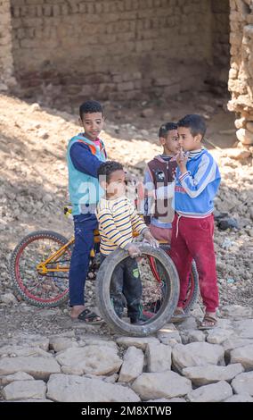 Boys Group, Esna, Egypt Stock Photo