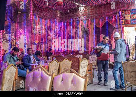 Cafe, Restaurant, Khan el-Khalili Bazaar, Old City, Cairo, Egypt Stock Photo