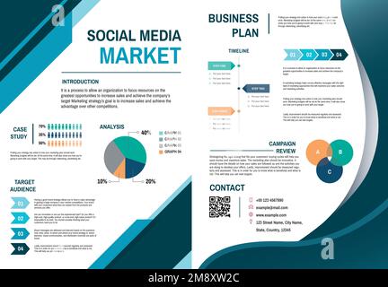 Business marketing plan poster editable template vector set Stock Vector